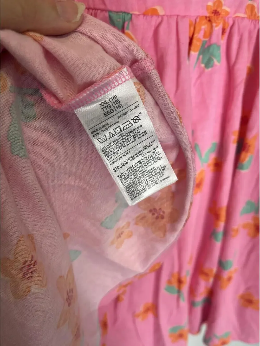 Girls Floral A-Line Dress XXL (18) Pink and Orange Flutter Sleeve Old Navy EUC